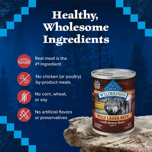 Miniatura 6 de Blue Buffalo Wilderness Wolf Creek - Estofado de carne de res abundante en salsa con alto contenido de proteínas y sin granos, lata de 12.5 onzas, 3