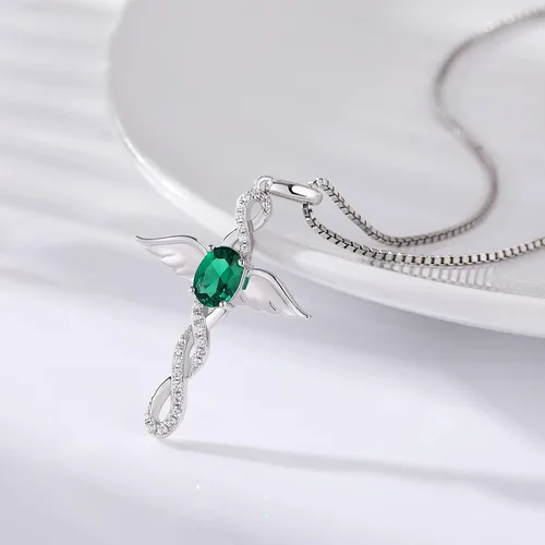 Miniatura 6 de ZDaoBen Star Cross Necklace Angel Wing Infinity Cross Pendant 925 Sterling Silver CZ Diamond Cross Necklace Women Birthstone Cubic Zirconia Cross