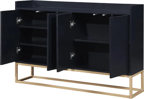 Miniatura 3 de Aparador moderno para bufé, armario de almacenamiento de cocina, mesa consola con 4 puertas, estantes ajustables y patas de metal para comedor