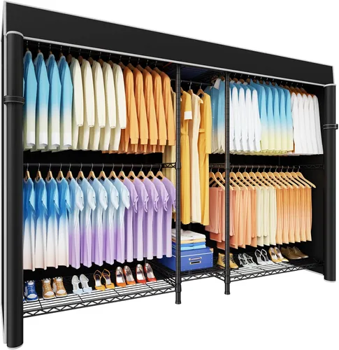 Miniatura 14 de Ulif E12C - Sistema organizador de armario de servicio pesado, estantes de ropa independientes para colgar ropa, perchero ajustable de 71 pulgadas