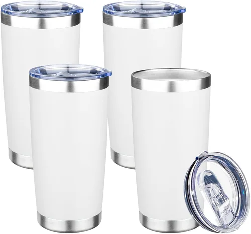 Miniatura 16 de Vaso de 20 onzas con tapa, taza de café de viaje de doble pared aislada al vacío, taza térmica de acero inoxidable con recubrimiento en polvo, vaso