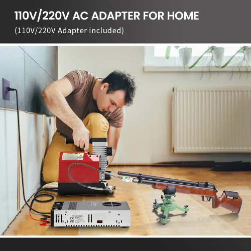Miniatura 3 de GX PUMP CS2 - Compresor de aire portátil PCP, 4500 Psi/30 Mpa, sin aceite, alimentado por automóvil 12 V CC o 110 V CA con adaptador (incluido)