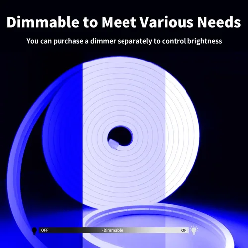 Miniatura 2 de iNextStation Blue LED Light Strip, 16.4ft/5m 12V Silicone Flexible Neon Rope Lights, IP65 Waterproof Cuttable LED Strip Lights for Gaming Room