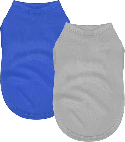 Miniatura 6 de Paquete de 2 camisas para perros de color liso, ligeras, de secado rápido, transpirables, camisetas para mascotas para perros pequeños a grandes