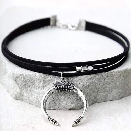 Miniatura 2 de FMR Gargantilla de luna creciente para mujer, collar de luna, collar de terciopelo negro, collar vintage de múltiples capas, collar con colgante