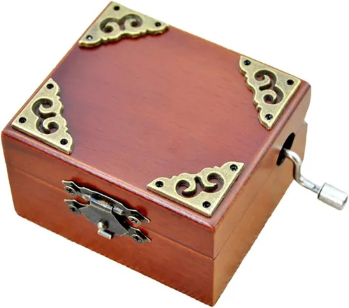 Miniatura 6 de FnLy Caja musical de madera con manivela de encaje antiguo de 18 notas con movimiento chapado en oro, caja de regalo de música, caja de música You