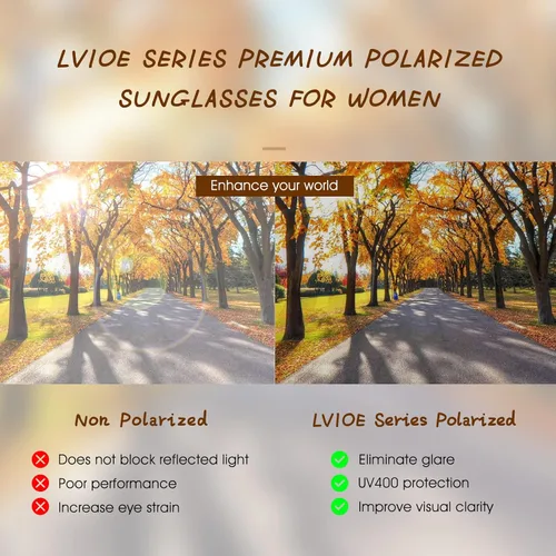Miniatura 6 de LVIOE Gafas de sol polarizadas para mujer gafas de sol envolventes con diamantes de imitación con lente de protección UV LS008