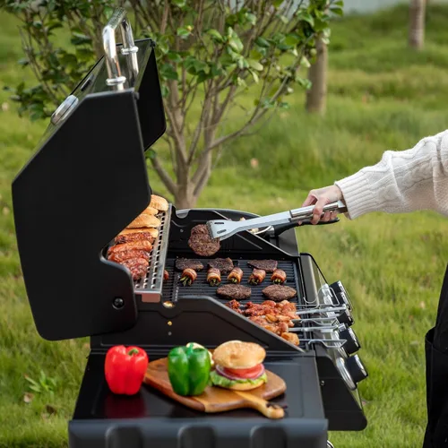 Miniatura 8 de SG5003H - Parrilla de gas de 4 quemadores con quemador lateral con tapa, parrilla de gas propano estilo gabinete, salida de 49,000 BTU para patio al