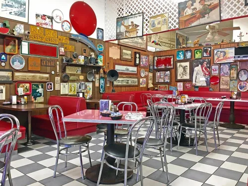 Miniatura 2 de BELECO Telón de fondo retro de tela de 5 x 3 pies para restaurante clásico de los años 50, tienda de refrescos, hora de comida, comedor local