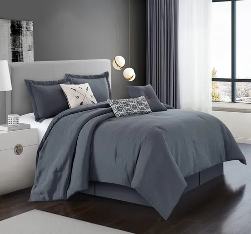 Miniatura 12 de Grand Avenue Juegos de cama con diseño geométrico negro/rojo, tamaño Queen con edredón, 7 piezas, funda de almohada, falda de cama, almohada