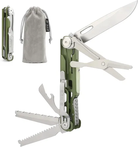 Miniatura 10 de Multiherramienta 9 en 1, mini herramienta EDC de bolsillo, tijeras plegables, rompeventanas de acero de tungsteno, sierra, cortador de cuerda