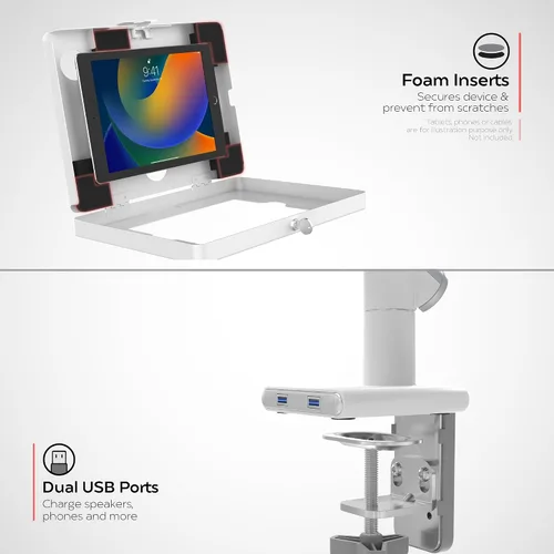Miniatura 2 de CTA Digital Soporte de abrazadera para brazo de tableta para escritorios con seguridad antirrobo para iPad serie 10.2 - iPad Air 3 - y iPad Pro 10.5