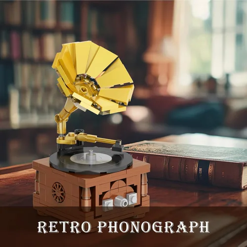 Miniatura 3 de Juego de construcción de modelos vintage 3 en 1 para adultos, adolescentes de 14 años, proyector de fonógrafo retro, cámara coleccionable