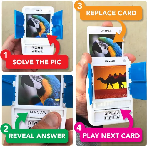 Miniatura 6 de 100 PICS Animals - Juego de tarjetas didácticas de viaje, adivina 100 animales, estuche revela-tarjetas, para adultos y niños a partir de 6 años