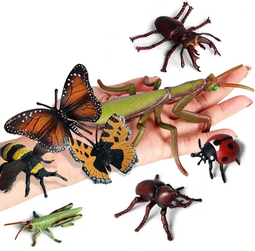 Miniatura 3 de 8 figuras realistas de insectos de plástico surtidas, caja de arena realista de 4 pulgadas, mariposa, abeja, mariquita, saltamontes, mantis, Uang