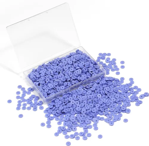 Miniatura 35 de Cuentas de arcilla polimérica azul claro, cuentas Heishi de 0.236 in para joyería, pulseras, collares, 1000