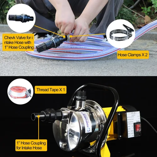 Miniatura 6 de TDRSUPER 1.0HP Bomba eléctrica de pozo poco profundo 110V Bomba de transferencia de agua portátil 1080GPH 18GPM Bombas de acero inoxidable Bomba