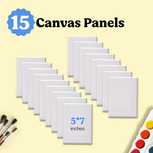 Paneles de lienzo para pintar Chalkola 5x7 pulgadas (paquete de 15) para pintura acrílica y arte al óleo, tablas 100% algodón imprimadas, sin ácidos