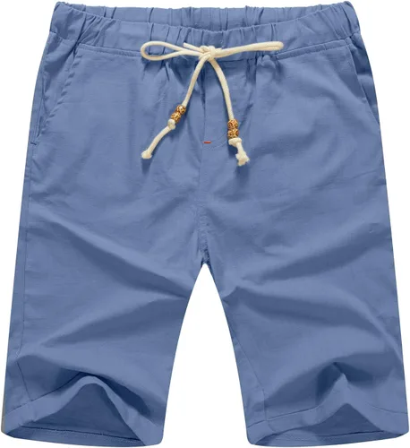 Miniatura 28 de Sailwind Pantalones cortos de lino para hombre, pantalones cortos casuales de playa con cordón