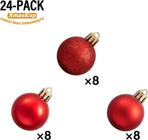 Miniatura 2 de XmasExp - Juego de 24 adornos de bola de Navidad mini irrompibles, adornos para árbol de Navidad, bolas de árbol de Navidad de 30 mm/1.18 pulgadas