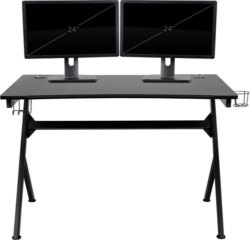 Miniatura 6 de BizChair Escritorio para juegos de 45.25 x 29 pulgadas, estación de trabajo para jugadores con soporte para auriculares y 2 agujeros para organizar