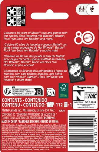 Miniatura 6 de Mattel Games UNO Mattel 80th Ruby Red Juego de cartas para niños, adultos y noches familiares, noches de juego, viajes, camping y fiestas.