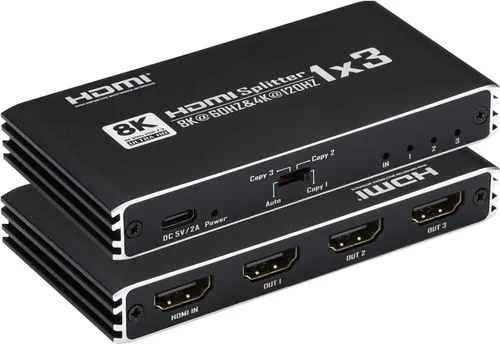 Miniatura 8 de Divisor HDMI 1x4, 4K 60Hz 1 en 4 salidas HDMI Splitter Audio Video Distribuidor Caja Soporte Full Ultra HD, 3D, HDR, Compatible con HDTV, Blu-Ray