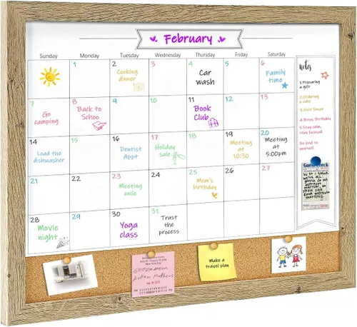 Miniatura 19 de Calendario de borrado en seco para pared, pizarra magnética de borrado en seco de 13 x 17 pulgadas, pizarra de borrado en seco y tablero de Blanco