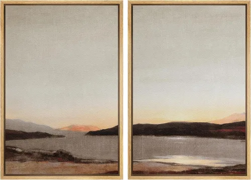 Miniatura 24 de SIGNWIN Lienzo enmarcado para pared, juego de arte sereno de paisaje de pantanos, ilustración rústica, arte moderno, minimalismo, decorativo