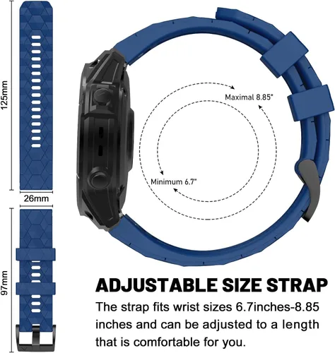 Miniatura 2 de Compatible con Garmin Fenix 7X Band 1.024 in de ancho, correas de reloj suaves de repuesto para Fenix 7X/Fenix 6X/Fenix 6X Pro/Fenix 5X/Fenix 5X