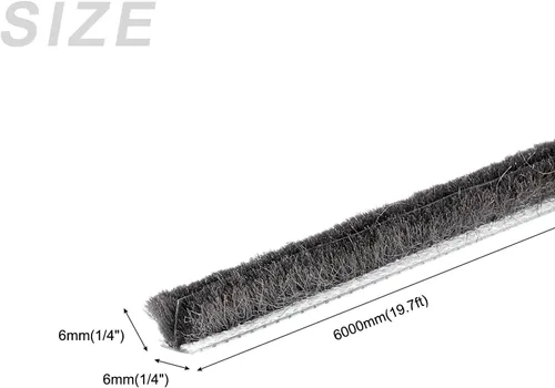 Miniatura 2 de METALLIXITY Burlete de cepillo (1/4 pulgadas x 1/4 pulgadas x 19.7 pies), ranura para tarjetas, tira de cepillo para puerta con ranura para puerta