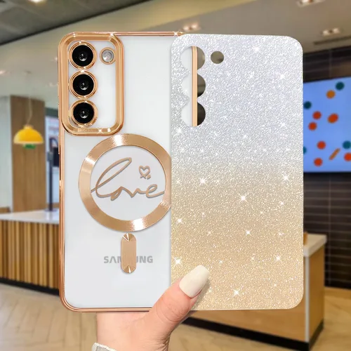 Miniatura 68 de ZONRW - Funda para Samsung Galaxy S22 Ultra magnética, para mujeres y niñas, cubierta trasera suave, lujosa, con corazón de amor, bling, degradado
