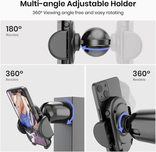 Miniatura 6 de MiiKARE Soporte para teléfono de gimnasio, magnético, giratorio 360°, esencial para el hogar y el gimnasio para todos, color negro