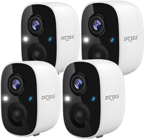 Dzees Cámaras de seguridad inalámbricas para exteriores 2K, cámaras de vigilancia WiFi alimentadas por batería con detección de movimiento AI, foco,