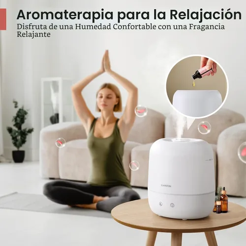 Miniatura 3 de Clarston Humidificador de niebla fría de 2 L para dormitorio con boquilla ajustable de 360°, niveles de niebla altos y bajos, ultra silencioso