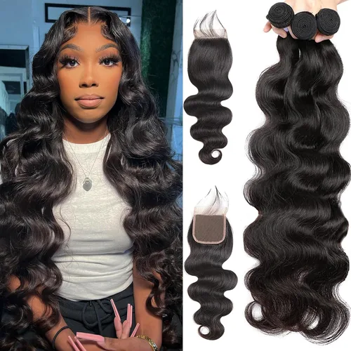 Miniatura 11 de Beauty Queen Paquetes de Cabello Humano Brasileño Ondulado - 3 Paquetes Cortos (10 12 14 Pulgadas) Grado 10A 100% Sin Procesar Tejido Extensiones