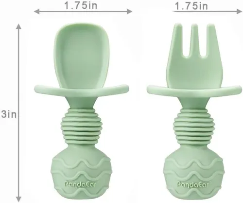 Miniatura 6 de PandaEar Juego de Alimentación de Silicona para Bebés Paquete de 2 Platos de Succión Divididos de Silicona y Paquete de 2 Tazas Pequeñas con 2