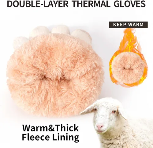 Miniatura 2 de Guantes de invierno cálidos para pantalla táctil para mujer, guantes térmicos de punto de lana con forro polar para clima frío