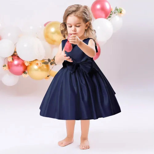 Miniatura 7 de 6M-8T - Vestido de fiesta de tutú para bebé, con lazo grande, para concurso de cumpleaños, para bautizo