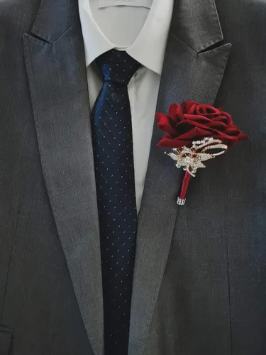 Miniatura 10 de YIFUwedding - Ramo de gota de agua para novia, color rojo vino, azul marino, propuesta de joyería de lujo, para dama de honor, novio, ramillete