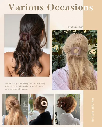 Miniatura 4 de AWAYTR 6 pinzas planas para el cabello para mujer, pinzas curvadas de agarre fuerte para cabello fino, pasadores de plástico antideslizantes
