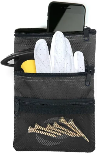 Miniatura 3 de Orlimar Bolsa de accesorios de golf desmontable, 3 bolsillos con cremallera para objetos de valor y accesorios de golf, se engancha a tu bolsa