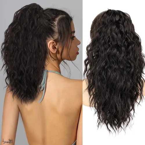 Miniatura 19 de ORSUNCER Extensión de cola de caballo de 18" con pinza rizada, cola de caballo esponjosa, extensiones de pelo sintético de aspecto natural para mujer