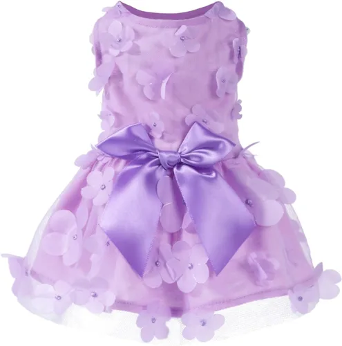 Miniatura 13 de Laifug Vestido de perro con estampado de cachorro, vestido de princesa para perro, ropa de fiesta linda (rosa, M)