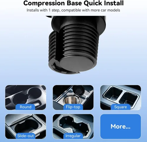 Miniatura 3 de Soporte de teléfono para automóvil, expansor de portavasos 2 en 1 con soporte para teléfono, soporte universal ajustable para teléfono, brazo largo