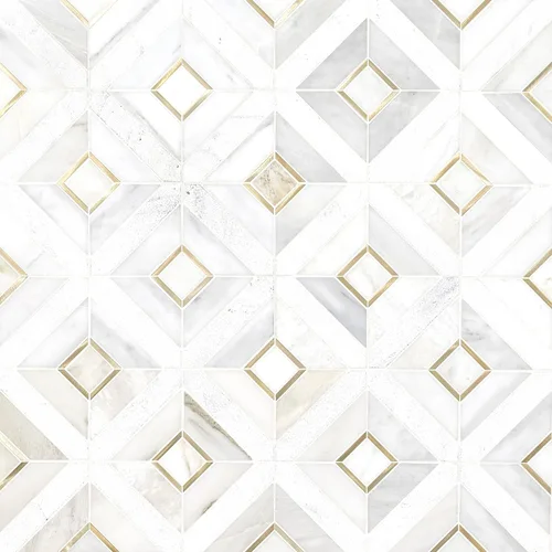 MSI Verona Patrón Dorado 12 pulg. x 12 pulg. Azulejo de Mosaico de Mármol Montado en Malla para Pared de Baño, Piso, Salpicadero de Cocina y Verona
