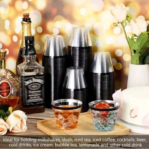 Miniatura 4 de Patelai 200 vasos de plástico con borde de 9 onzas, vasos de vino desechables, vasos de plástico transparente resistentes para fiestas, bodas