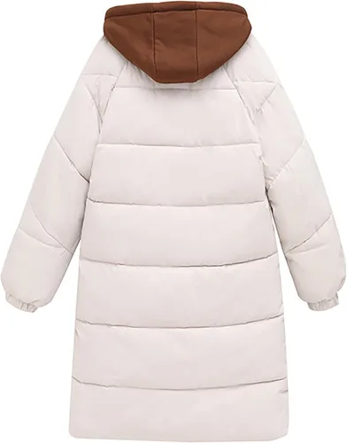Miniatura 5 de Chaqueta acolchada suelta con capucha gruesa de dos piezas de algodón cálido chaqueta de color sólido con cordón para mujer