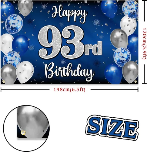 Miniatura 282 de Decoración de feliz cumpleaños 35, globo azul y plateado de 35 años, cartel grande de telón de fondo de cumpleaños, suministros para fiesta de 35th