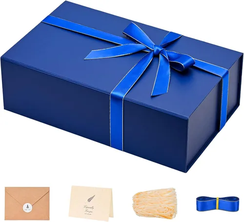 Miniatura 13 de LIFELUM Caja de regalo de 13.5 x 10 x 4 pulgadas, caja de regalo grande con tapas magnéticas, cajas de regalo negras para regalos de graduación